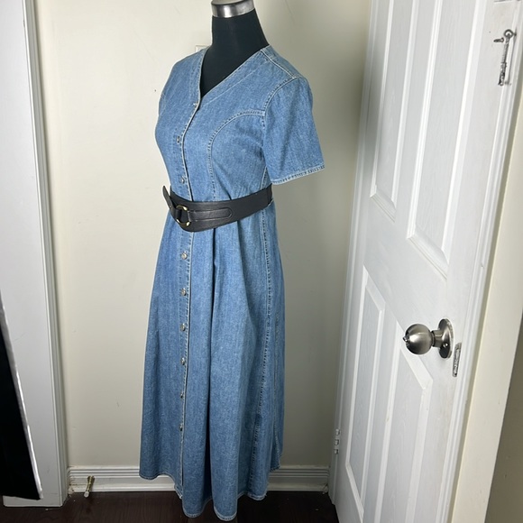 Vintage Denim Button Down Jeans Dress Size Small - Picture 2 of 16